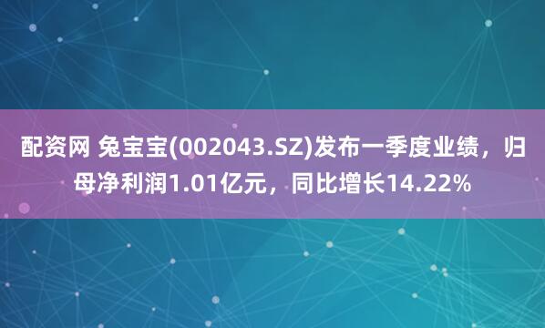 配资网 兔宝宝(002043.SZ)发布一季度业绩，归母净利润1.01亿元，同比增长14.22%